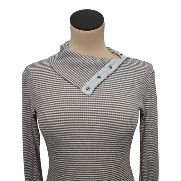 Dolan Sweater Womens Small Asymmetrical Collar Stripe Left Coast Collection Pull - Picture 7 of 8